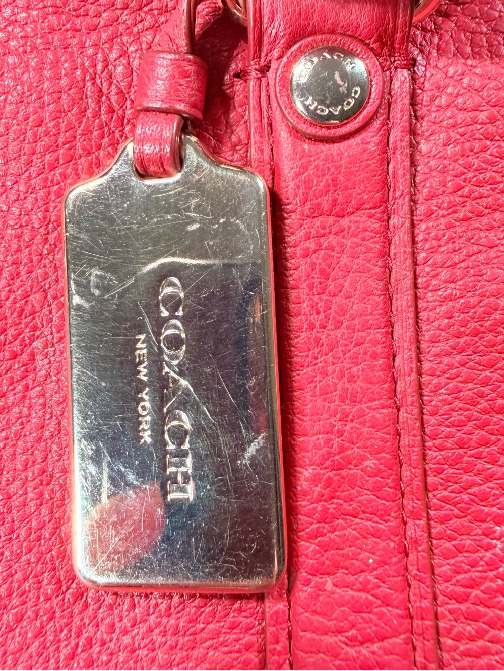 Coach Red Pebbled Leather Blake Carryall Satchel Bag F55662 - Picture 6 of 14